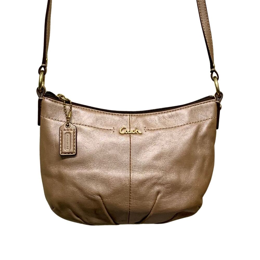 Coach Rose Gold / Bronze Leather Shoulder Bag Crossbody Purse - Picture 3 of 13